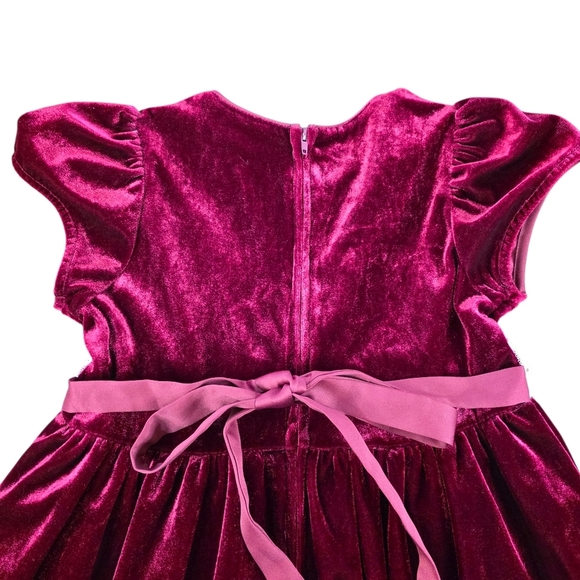 Rare Editions Velvet Holiday Dress Burgundy Lace Rosette Trim Girls Size 6 - Picture 6 of 8